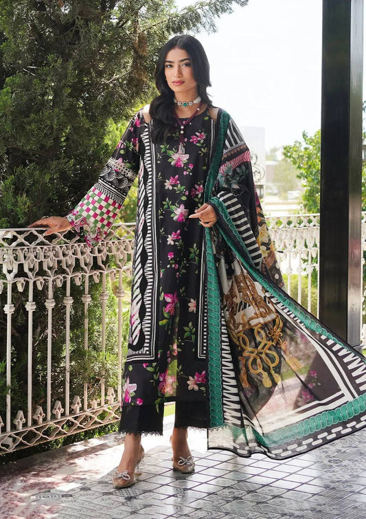 Elaf Premium | Printed Collection 24 | EEP-02A - Dark Floral - Pakistani Designer Dress - by Elaf Premium | Type: Casuals - 100% Original at Saira Sultan