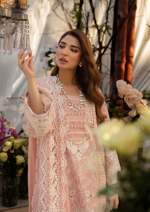 Kahf Premium | Luxury Lawn 25 | KLR-2A Olivia M Pink Lawn