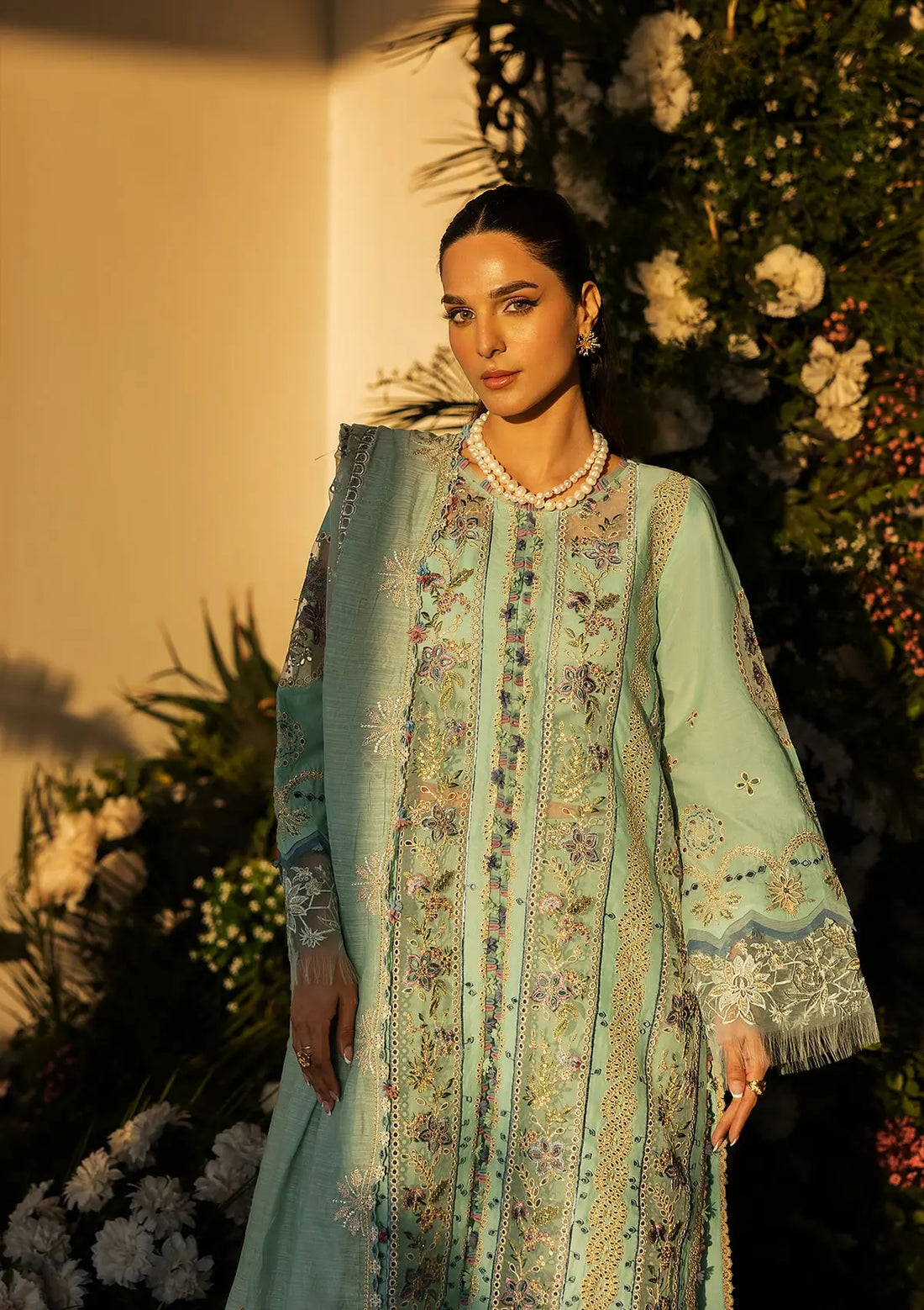Kahf Premium | Luxury Lawn 25 | KLR-10 Elva M Sky Blue Lawn