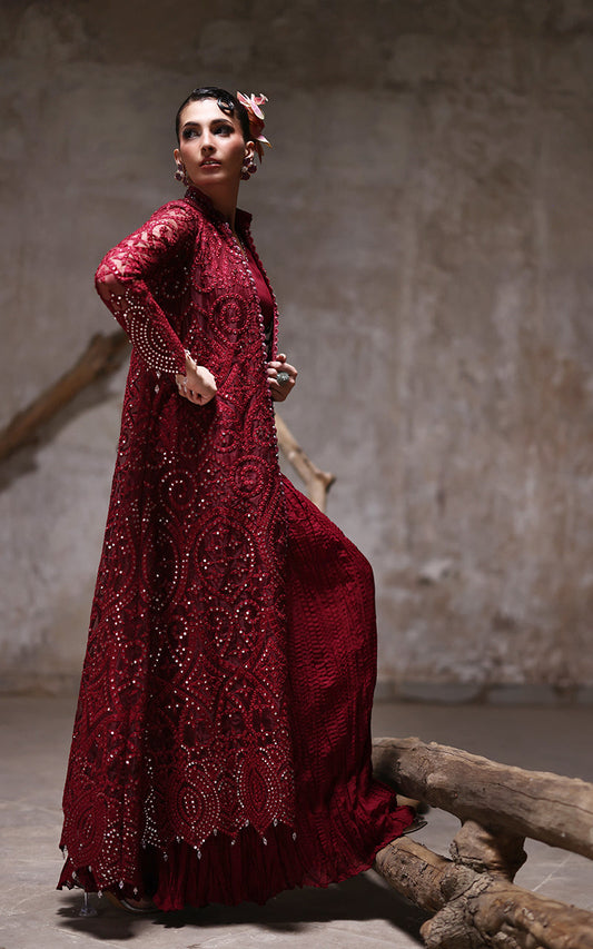 Threads and Motifs | Formal Dresses 25 | Organza Jacket With Crushed Trouser - Pakistani Designer Dress - by Threads and Motifs - Type : Ladies Clothes - 100% Original at Saira Sultan
