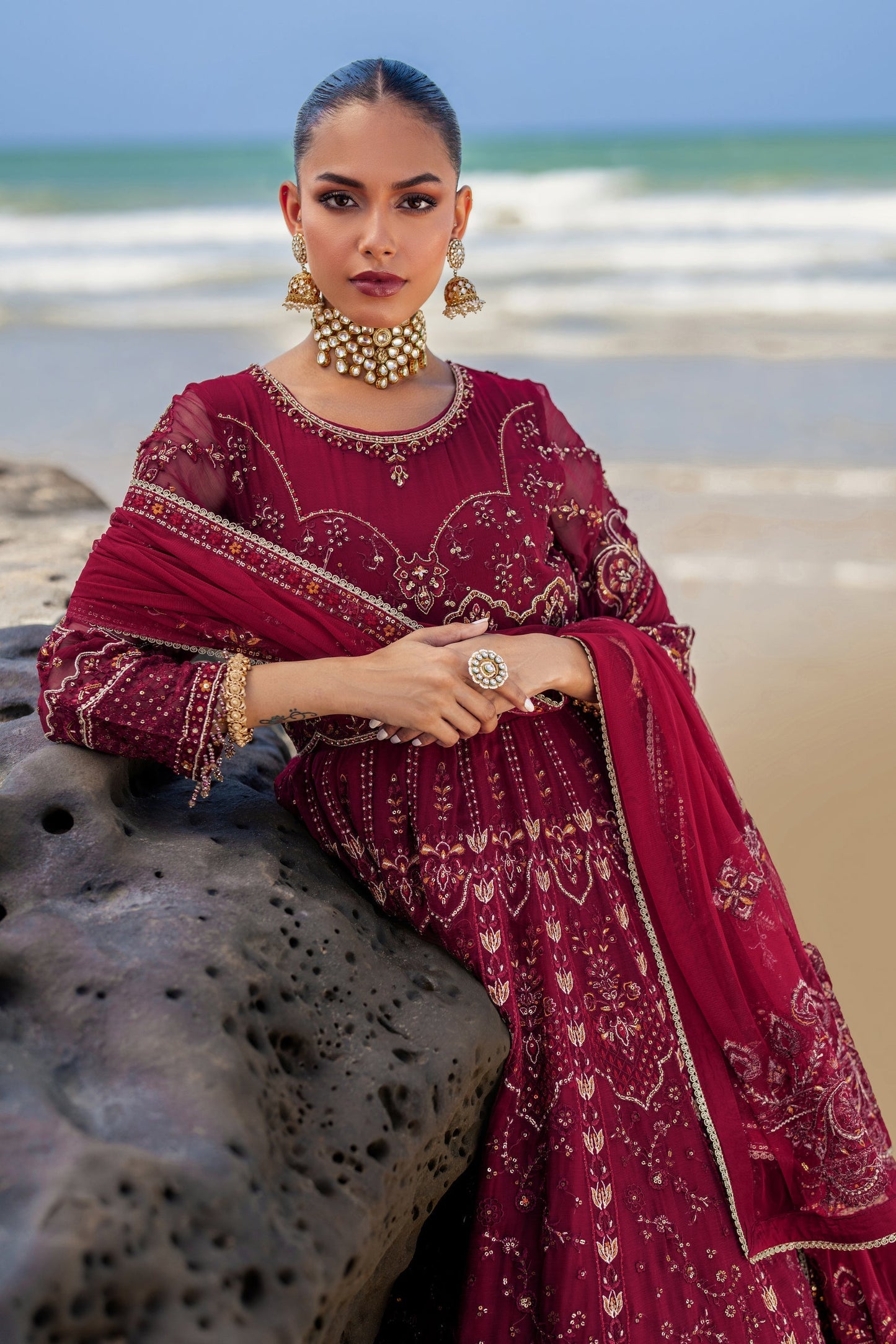 Naqshi | Sahil Kinaray | ZURIAL L Wine Berry Crinkle