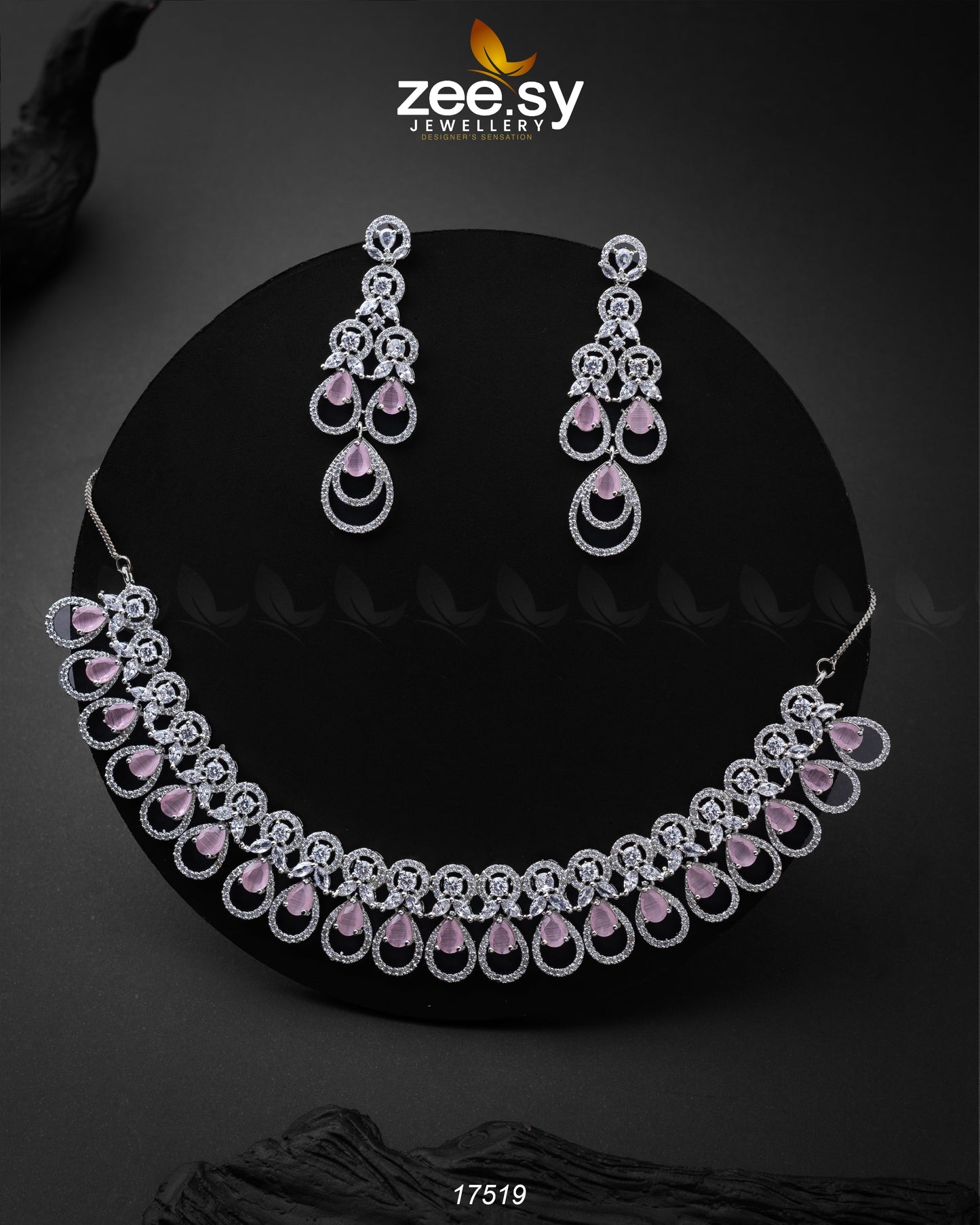 Intricate Necklace Silver Mint Pink