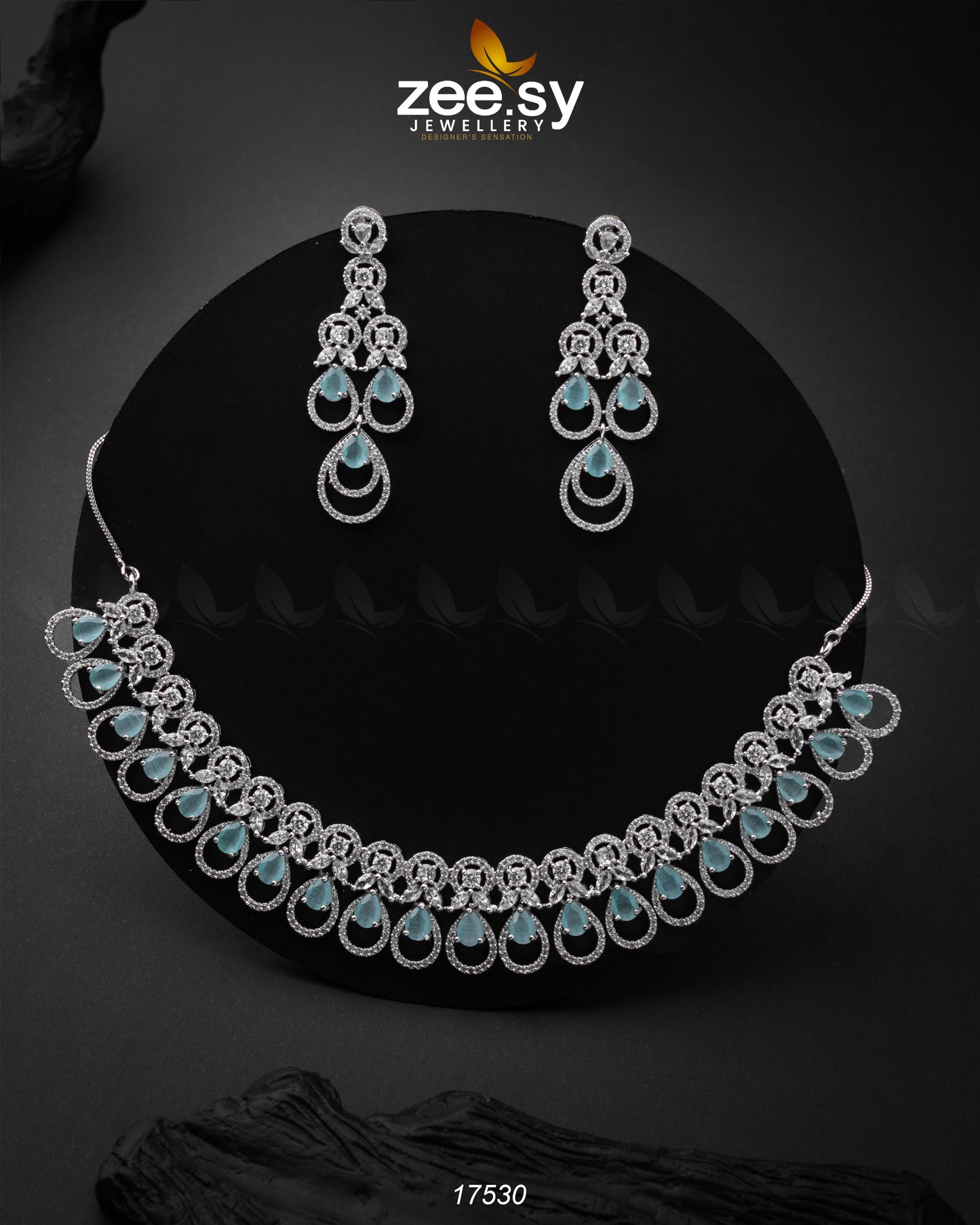 Intricate Necklace Silver Mint Green