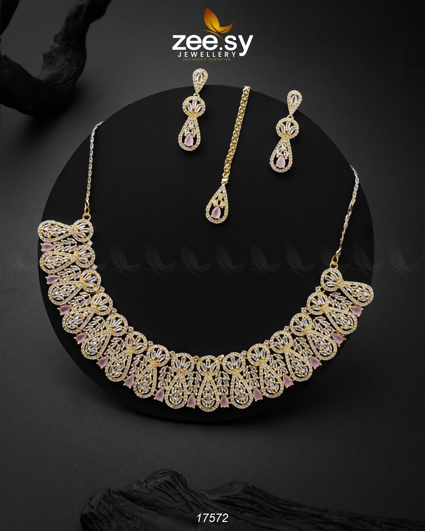 Glitz Necklace Golden Mint Pink