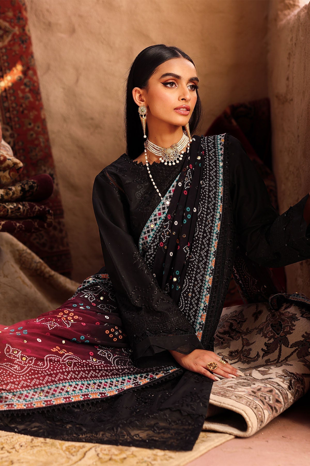 Nureh | Bazaar Lawn | NE-162 Custom Size Black Lawn