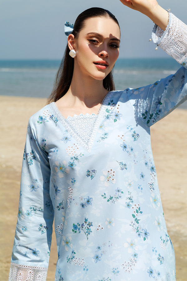 Farasha | Printed Essentials | Moonlit Blue M Light Blue Lawn