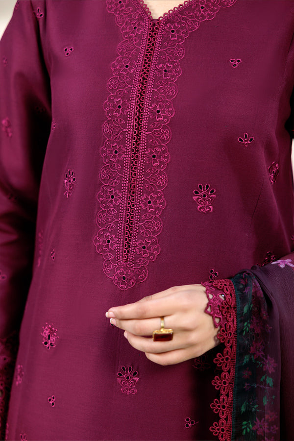 Farasha | Summer Weaves Embroidered Lawn | Garnet Passion M Berry Lawn
