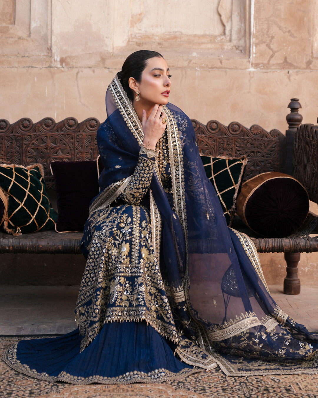 Faiza Saqlain | Zimmal Formals | Ayska L Navy Blue Korean Raw Silk