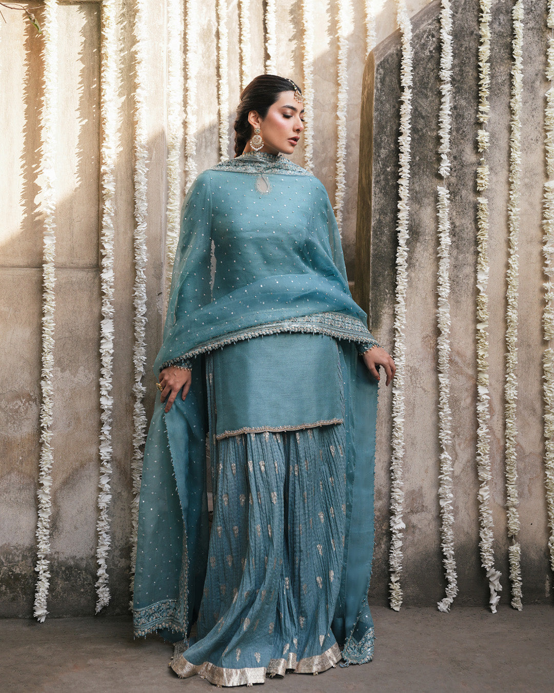 Faiza Saqlain | Zimmal Formals | Tisha L Teal Blue Korean Raw Silk