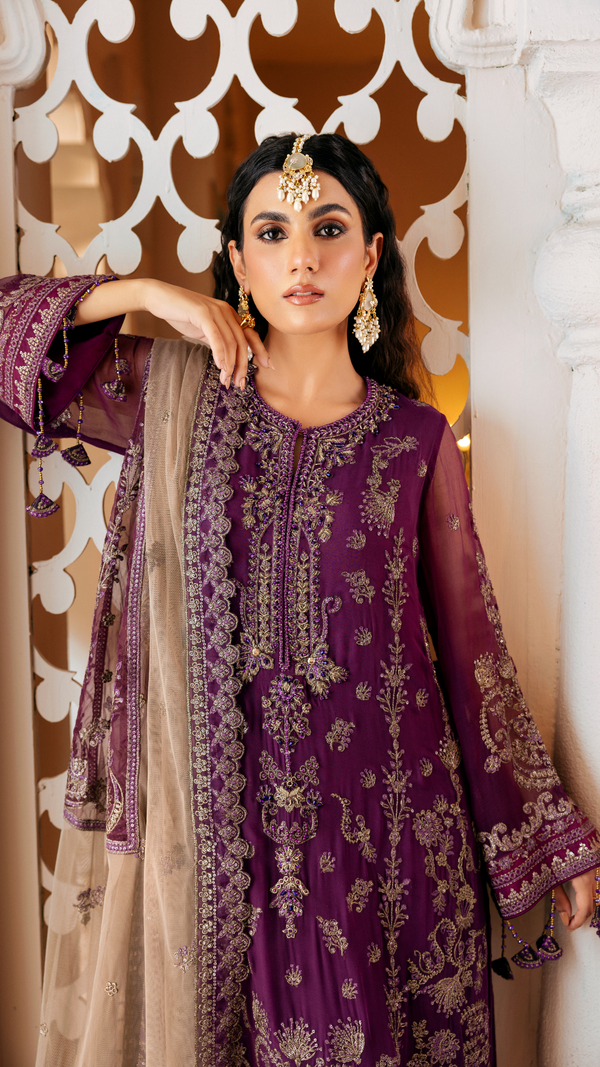 Zebtan | Zircon Wedding Formals | AFREEN ZQ-08 M Purple Chiffon