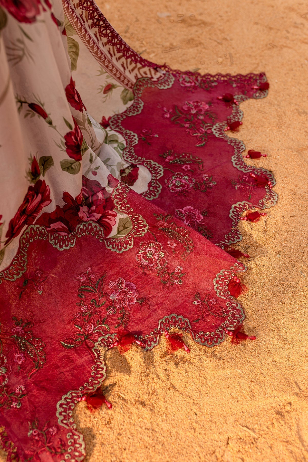 Nureh | Gardenia Lawn 25 | NSG-181 Custom Size Haute Red Lawn