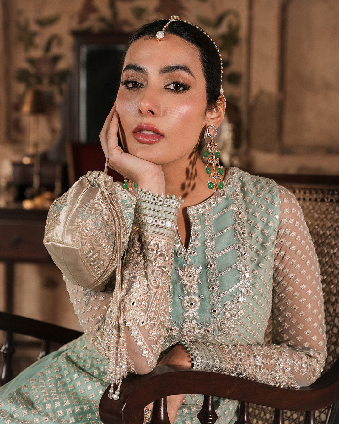 Faiza Saqlain | Zimmal Formals | Valari L Ice Blue Net
