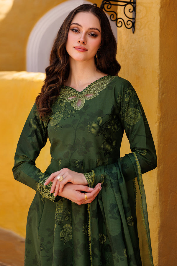 Farasha | Printed Essentials | Sage Charm M Deep Olive Green Lawn