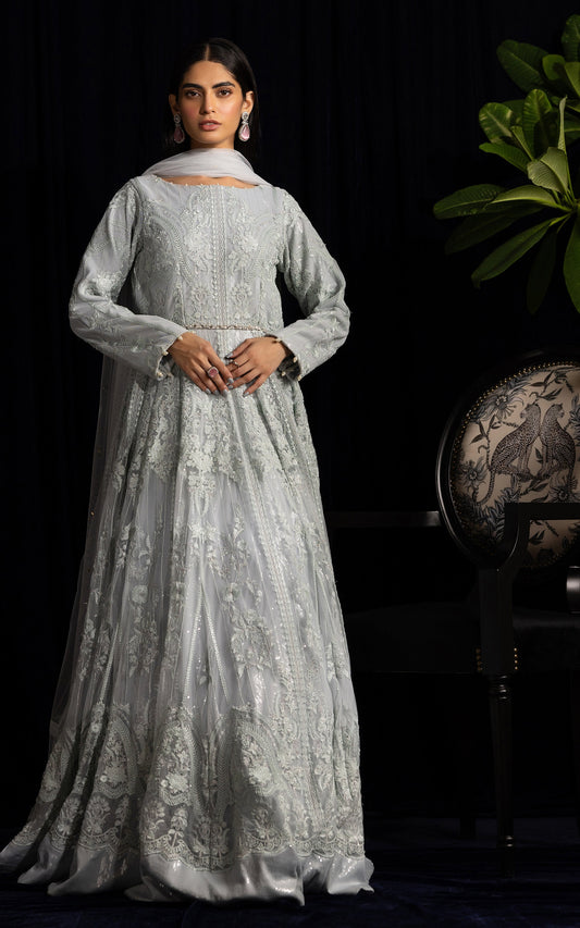 Threads and Motifs | Formal Dresses 25 | Net Embroidered Maxi - Pakistani Designer Dress - by Threads and Motifs - Type : Ladies Clothes - 100% Original at Saira Sultan