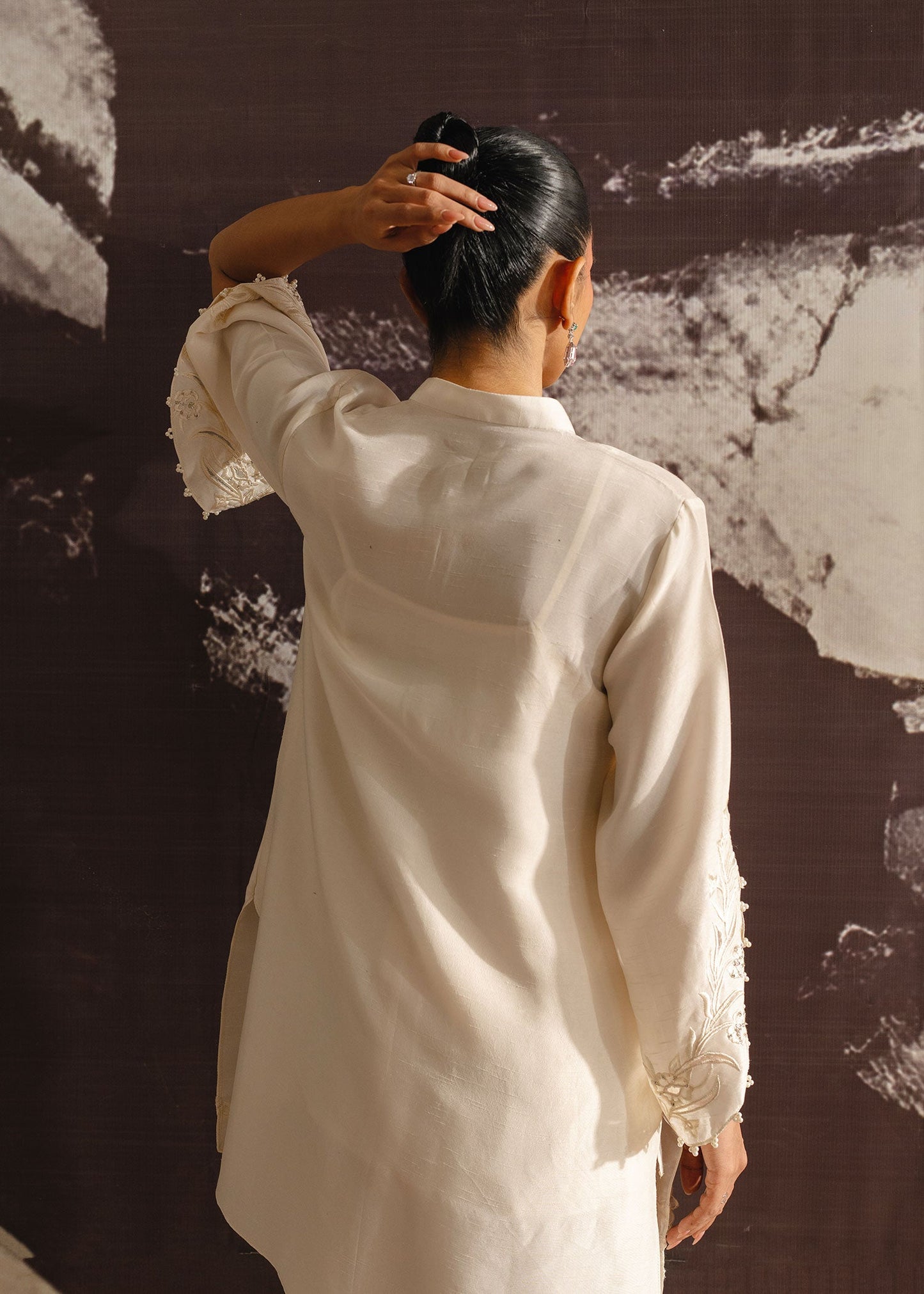 Mahgul | Eye of Cemal | Misty Floral Custom Size Ivory Korean Raw Silk