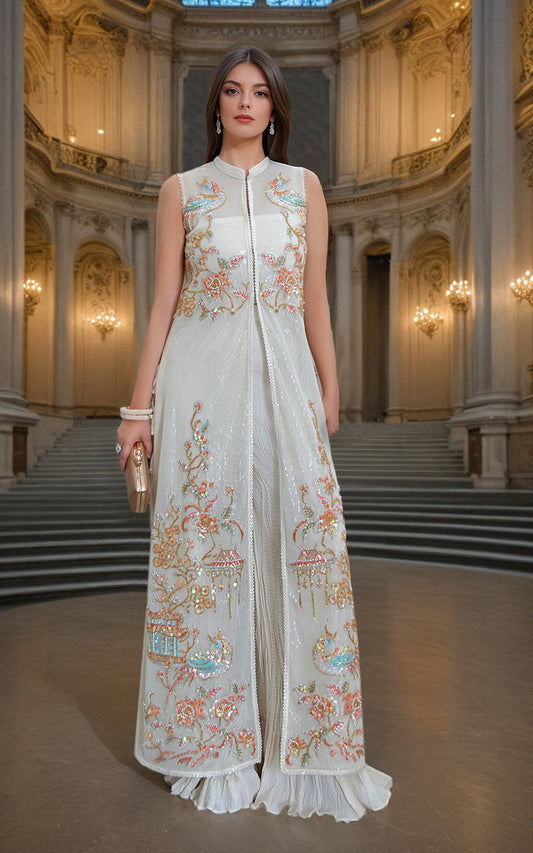 Threads and Motifs | Formal Dresses 25 | NET EMBROIDERD JACKET - Pakistani Designer Dress - by Threads and Motifs - Type : Ladies Clothes - 100% Original at Saira Sultan