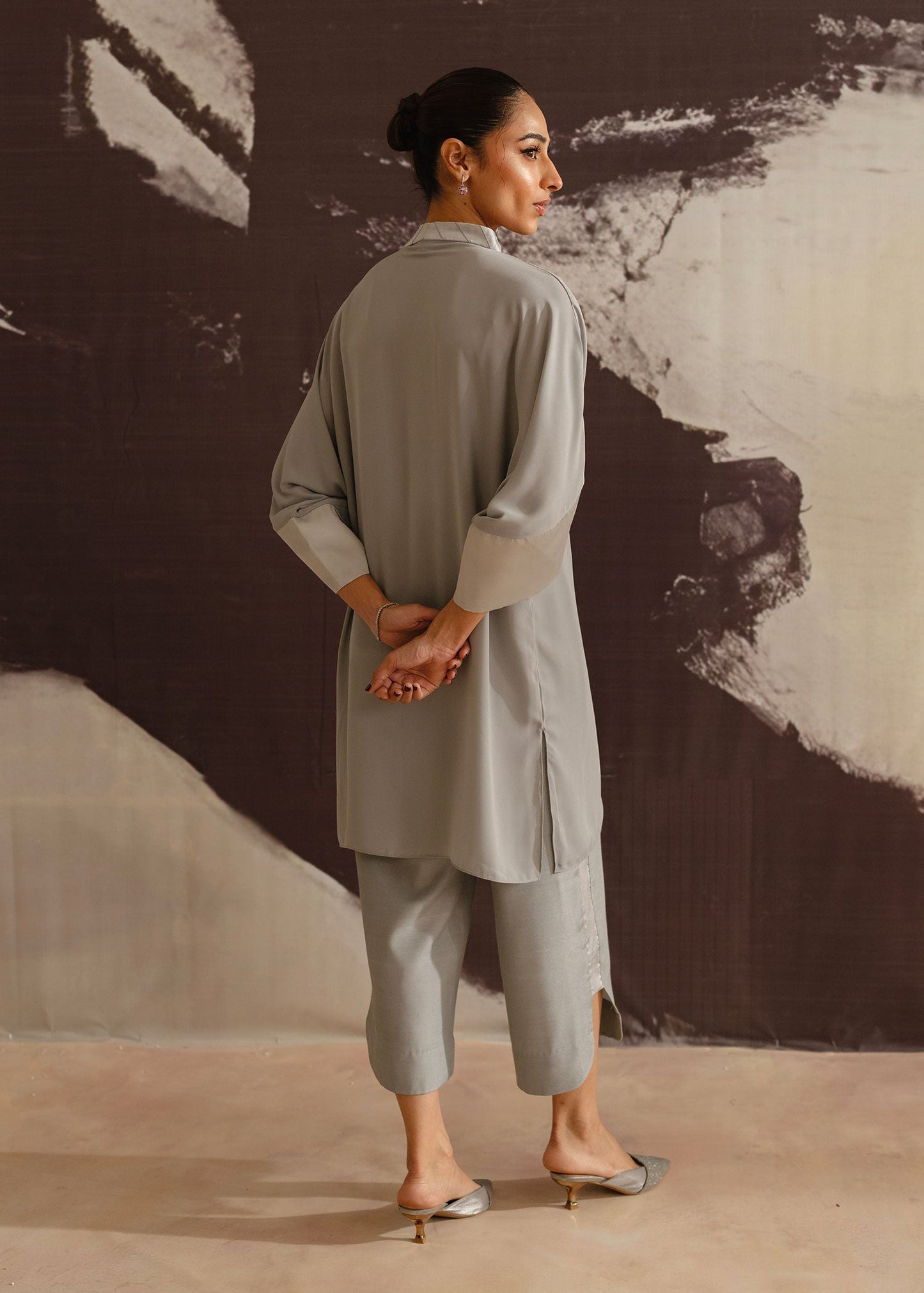 Mahgul | Eye of Cemal | Grey Jewel S Gray Georgette chiffon