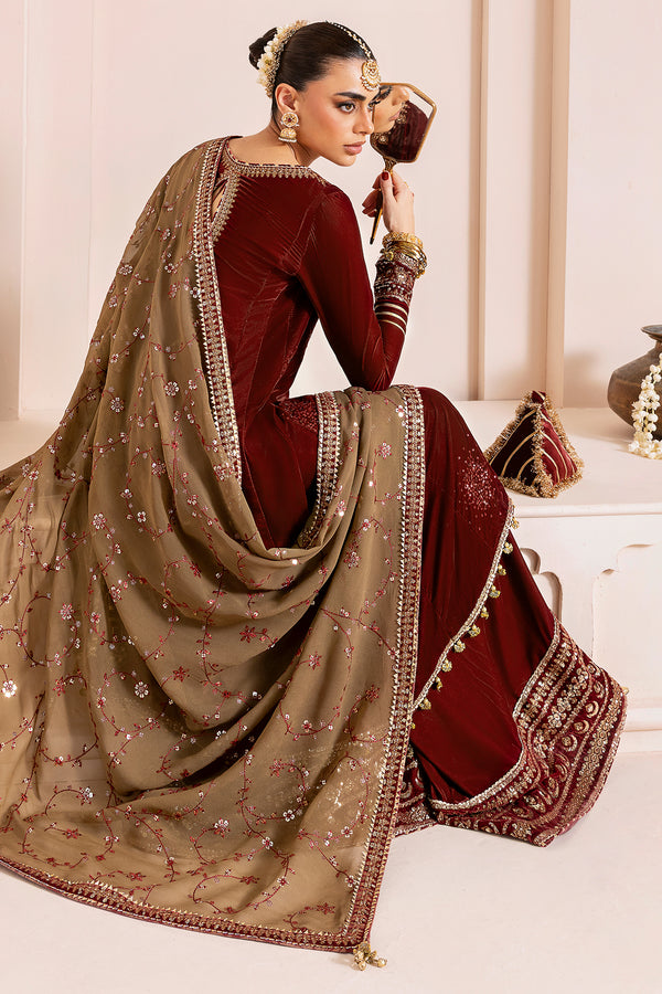 Jazmin | Chandni Velvet Formals 25 | Embroidered Velvet Formal CVF D-07 - Pakistani Designer Dress - by Jazmin - Type : Ladies Clothes - 100% Original at Saira Sultan