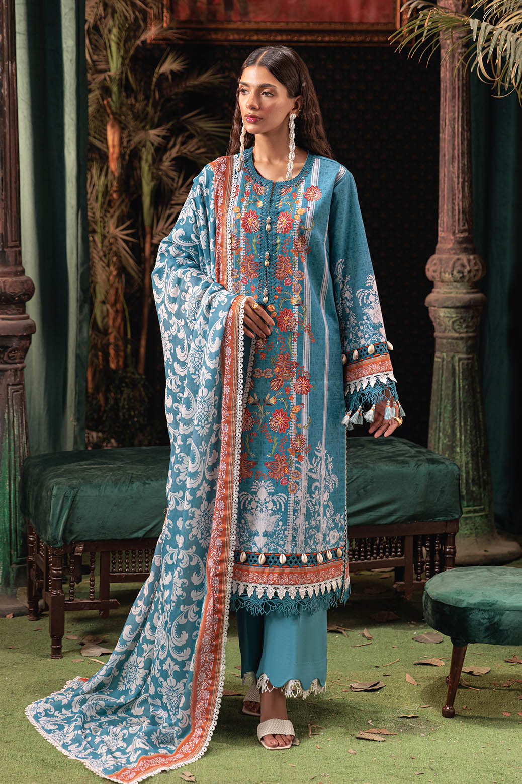 Bonanza Satrangi | Floral Garden 3 Pc (7W24P3P285) Blue