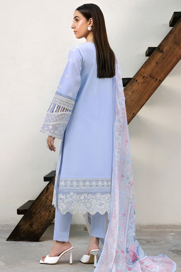 Farasha | Summer Weaves Embroidered Lawn | Serene Blue S Pale Aqua Lawn