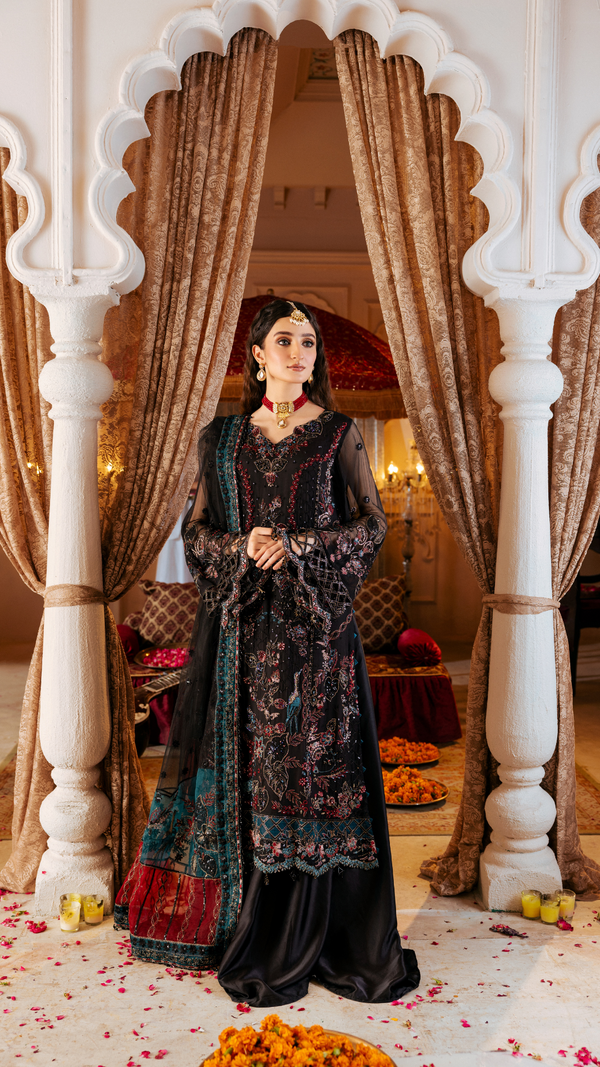 Zebtan | Zircon Wedding Formals | MAHPARA ZQ-06 XS Black Chiffon