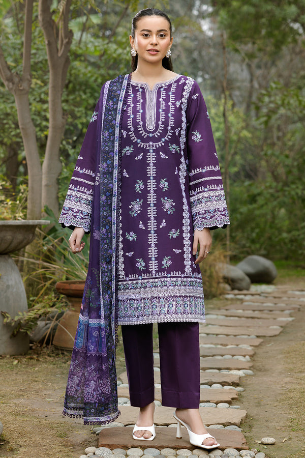 Farasha | Summer Weaves Embroidered Lawn | Regal Iris XS Dark Purple Lawn