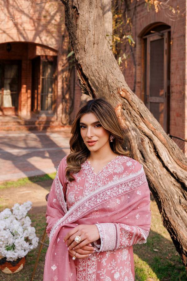 Farasha | Dastoor Embroidered Lawn SS24 | PEARL MIST - Pakistani Designer Dress - by Farasha | Type: Luxury - 100% Original at Saira Sultan