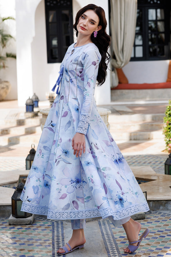 Farasha | Printed Essentials | Sky Breeze XL LIight blue Grey Lawn