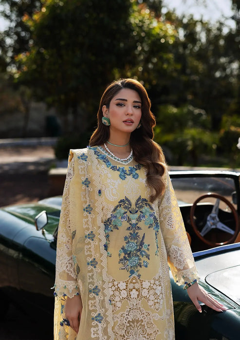 Kahf Premium | Luxury Lawn 25 | KLR-03 Sasha L Lemon Yellow Lawn