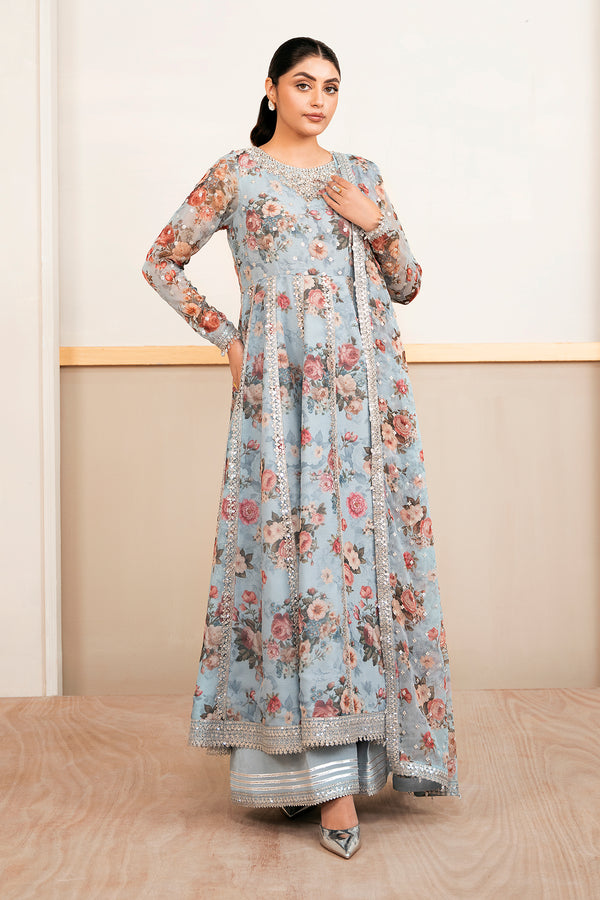 Baroque | Luxury Pret 25 | EMBELLISHED PRINTED CHIFFON PR-1058 - Pakistani Designer Dress - by Baroque - Type : Ladies Clothes - 100% Original at Saira Sultan