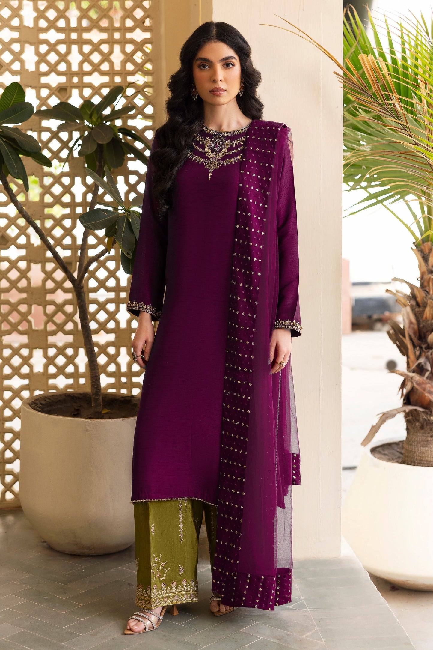 Naqshi | Rijaas Luxury Pret 24 | IRMA XS Plum Indian Raw Silk