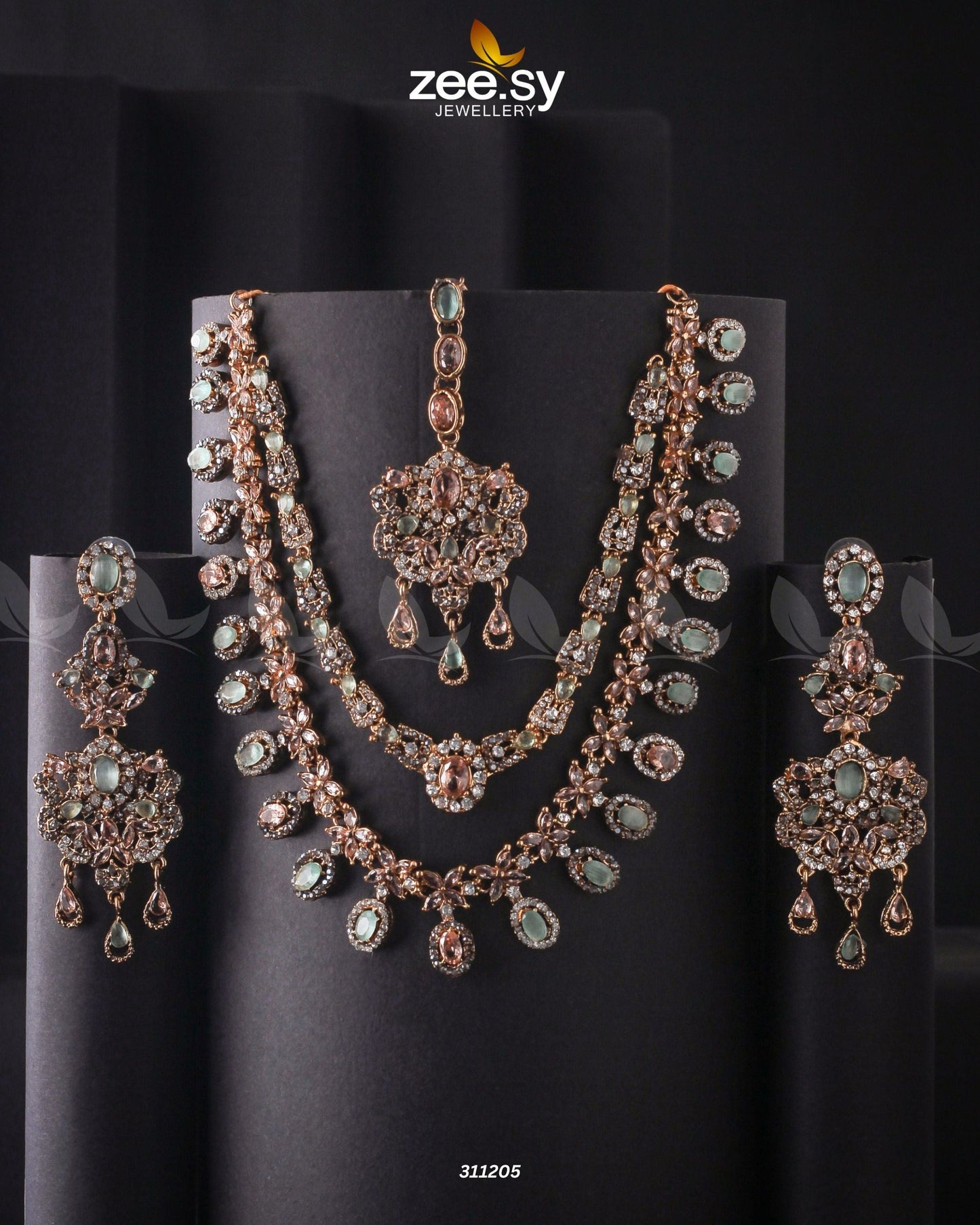 Zarqa Necklace Champagne & Mint Green