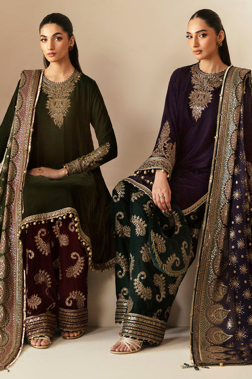 Jazmin | Velvet Edit 24 | VF-2029 S Dark Mehndi Velvet