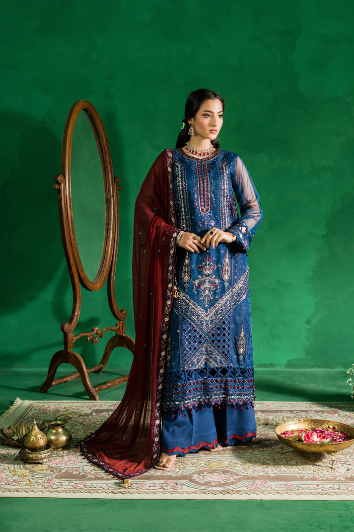 Zebtan | Farmaish Formals | FC-09 XS Cobalt Blue Chiffon