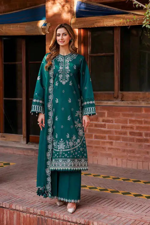 Farasha | Kaavish Lawn 24 | TEAL GARLAND - Pakistani Designer Dress - by Farasha | Type: Luxury - 100% Original at Saira Sultan
