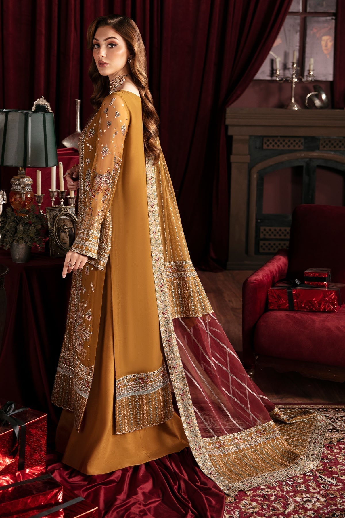Nureh | Elanora Formal 24 | CRIMSON - Pakistani Designer Dress - by Nureh | Type: Formal - 100% Original at Saira Sultan