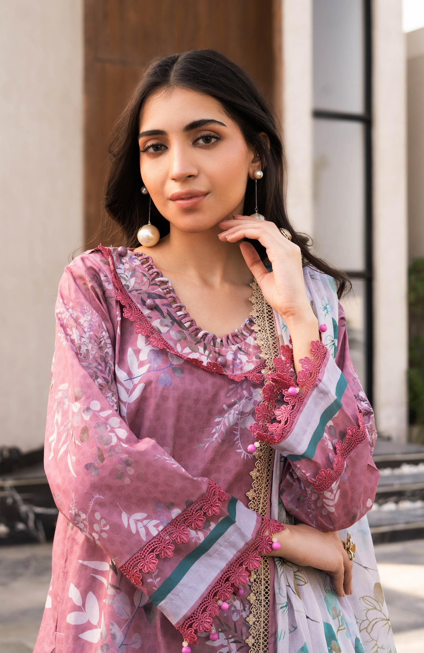 Alzohaib | Premium Prints 25 | AZP-25-09 M Tea Pink Digital Printed