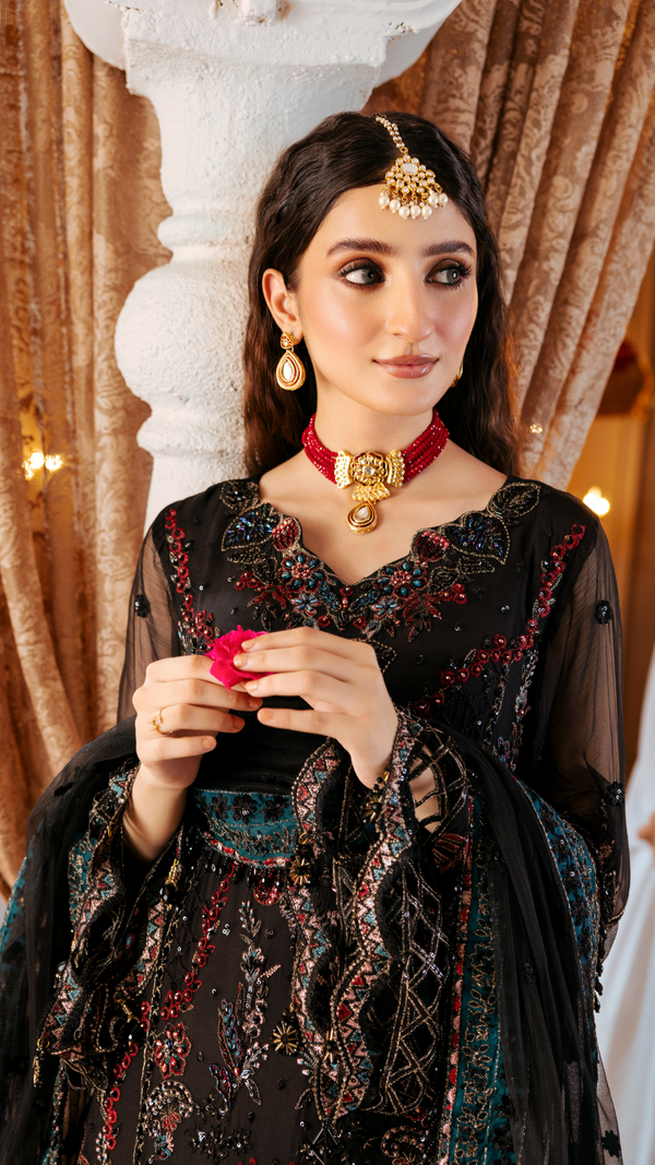 Zebtan | Zircon Wedding Formals | MAHPARA ZQ-06 M Black Chiffon
