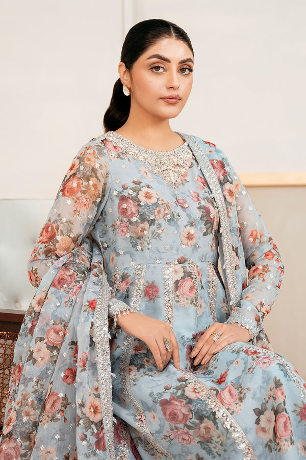 Baroque | Luxury Pret 25 | EMBELLISHED PRINTED CHIFFON PR-1058 - Pakistani Designer Dress - by Baroque - Type : Ladies Clothes - 100% Original at Saira Sultan