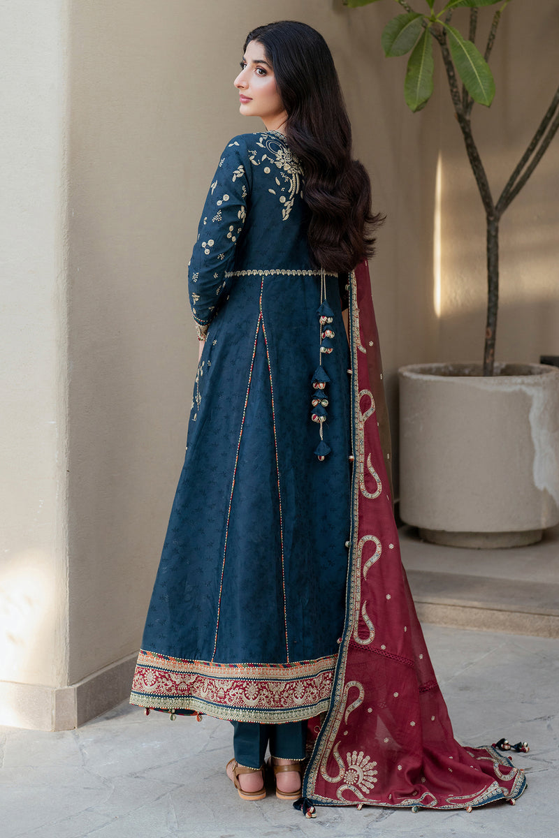 Jazmin | Shahkaar Luxury Lawn 25 | SL25-D3 S Teal Blue Jacquard Lawn