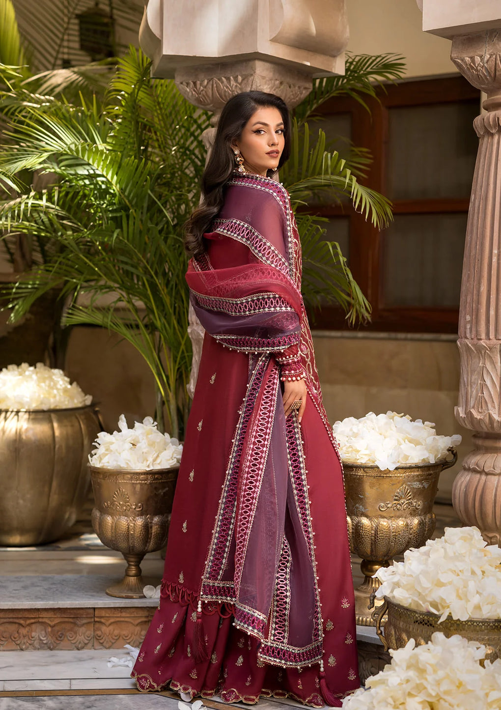 Elaf Premium | Formal Handwork Collection | EFH-06 GHAZAL S Maroon Organza