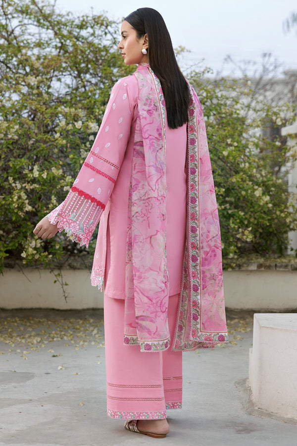 Farasha | Summer Weaves Embroidered Lawn | Soft Mist S Rose Pink Lawn