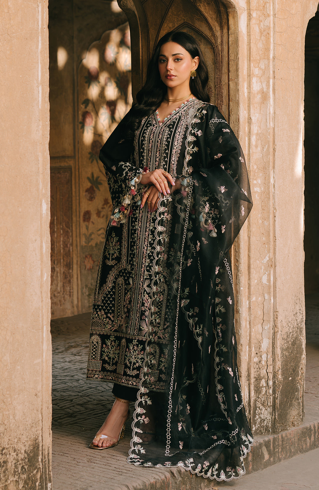 Fiona | Sarang Lawn 25 | Kara Custom Size Black Lawn