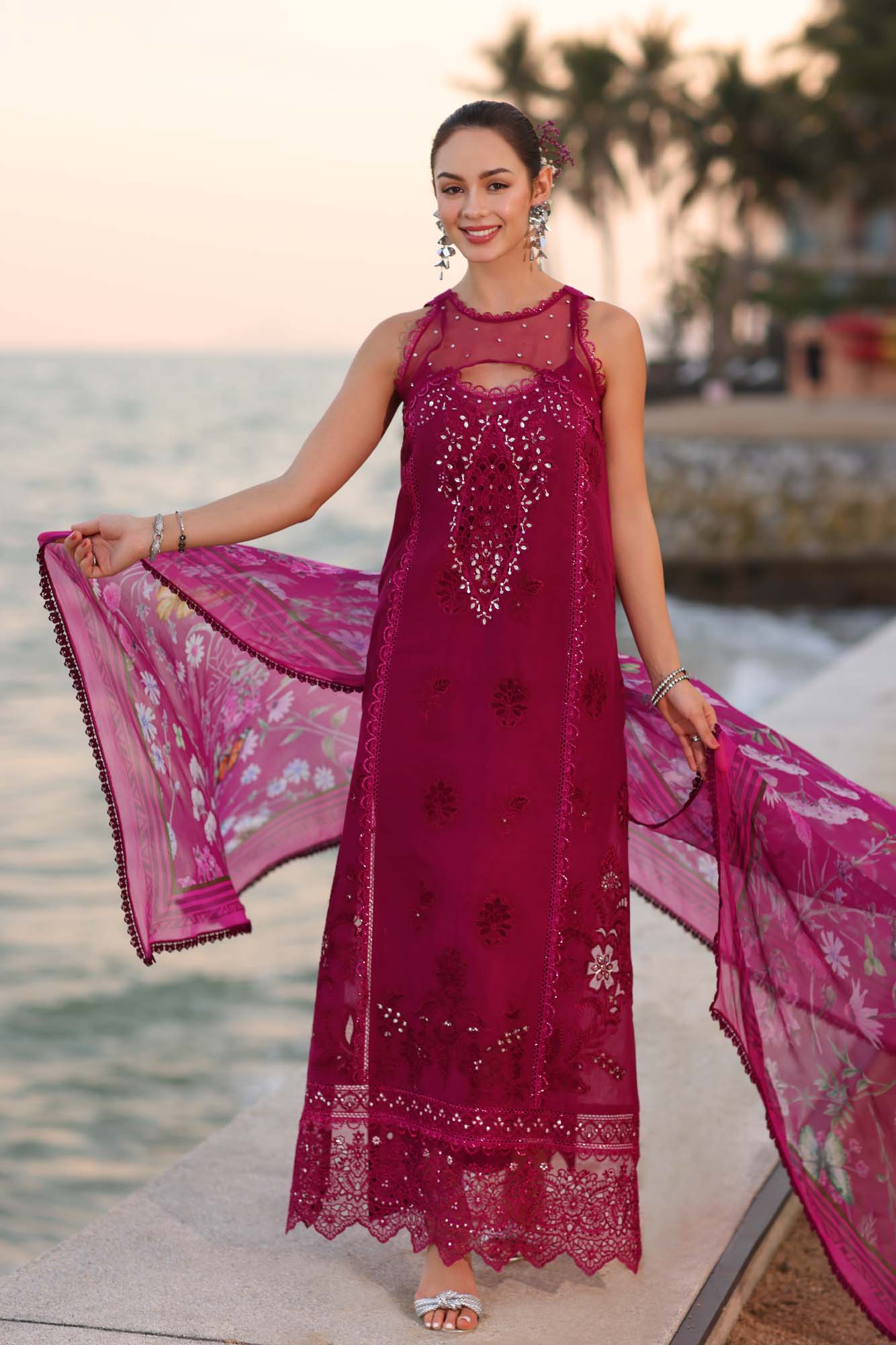 Noor by Saadia Asad | Eid Luxury Laserkari 25 | D9-A XS Blood Red Lawn