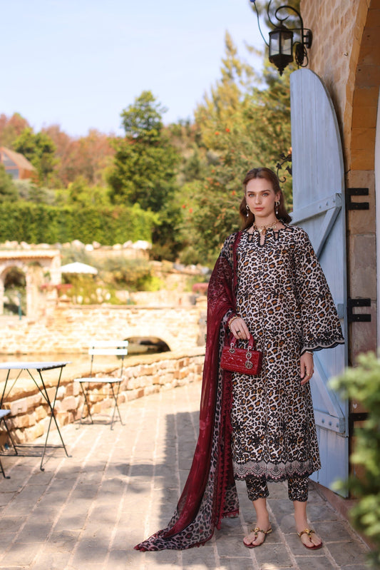 Noor by Saadia Asad | Luxe Chikankari 25 | D2-B XS Brown Lawn