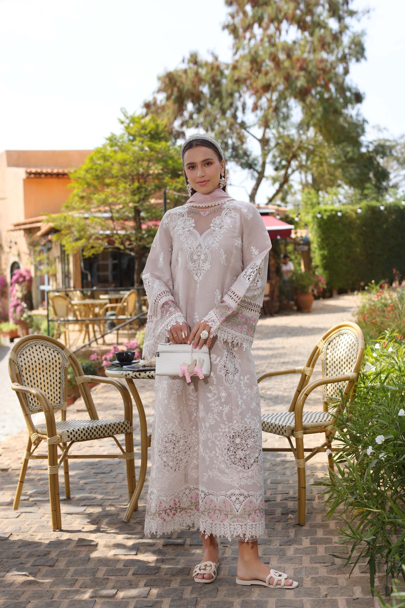 Noor by Saadia Asad | Luxe Chikankari 25 | D4-A S Off White Lawn