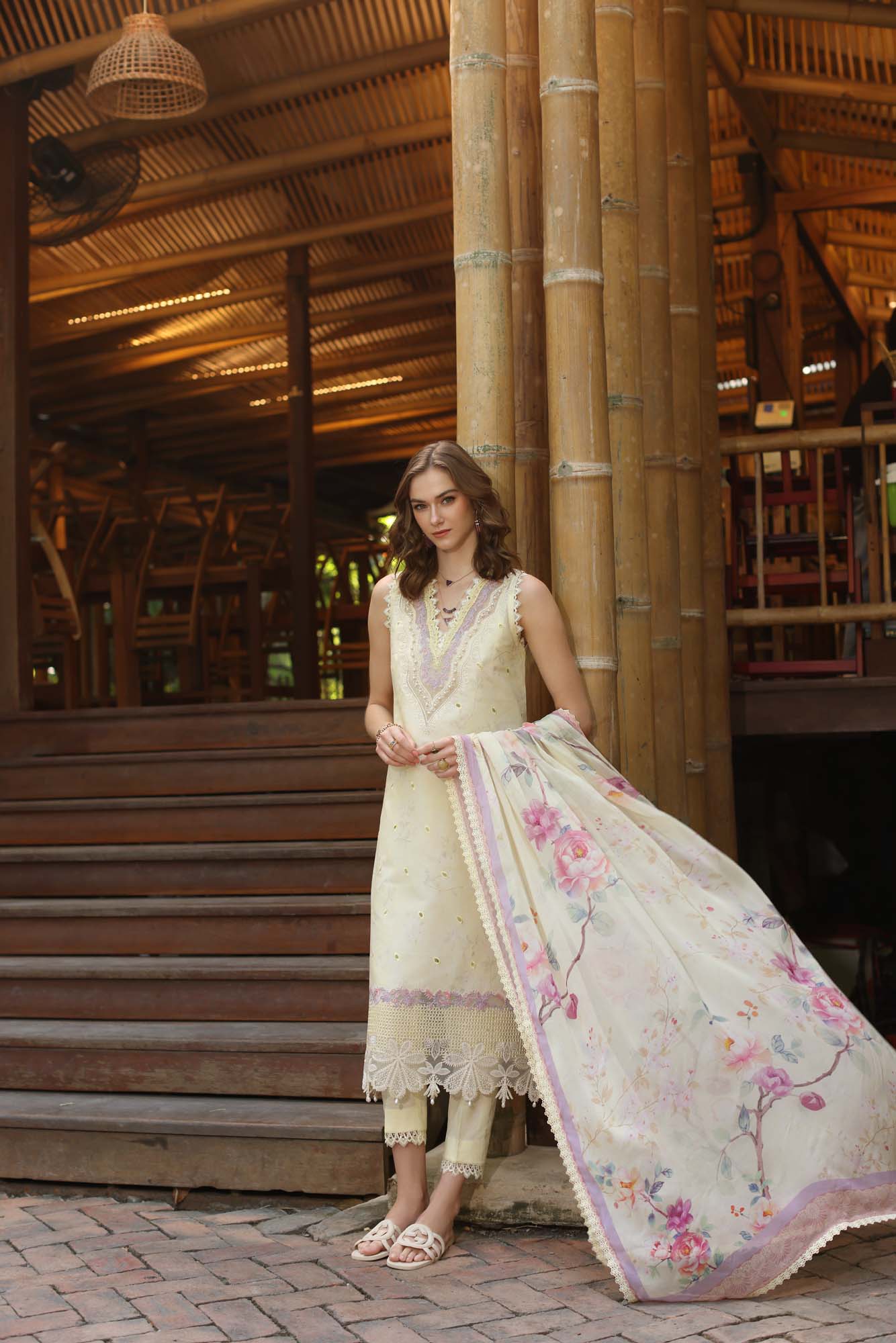 Noor by Saadia Asad | Eid Luxe Printedkari | D9-A S Ivory Lawn