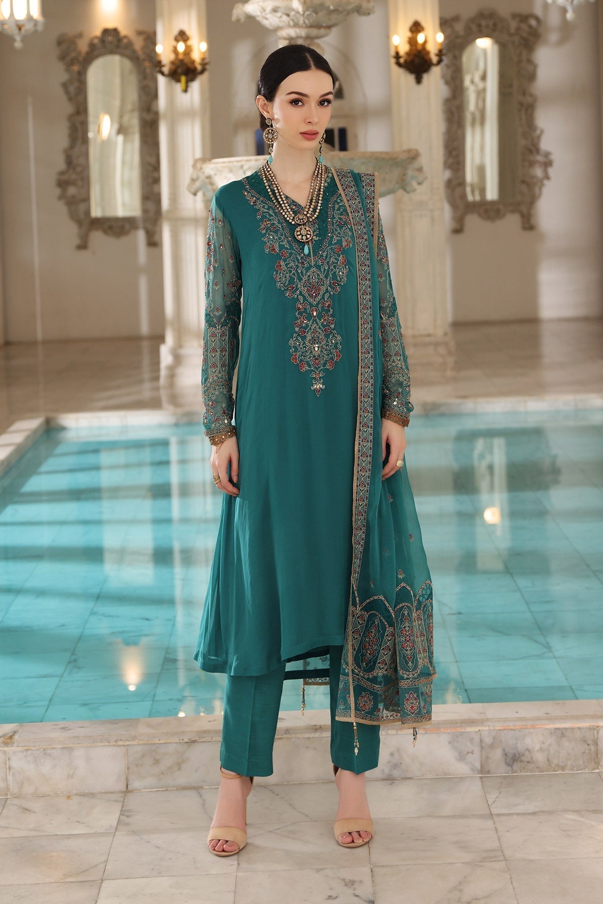 Chinyere | Formal Wedding Exclusive | Deep Sea (AA5393) XS Sea Green Chiffon