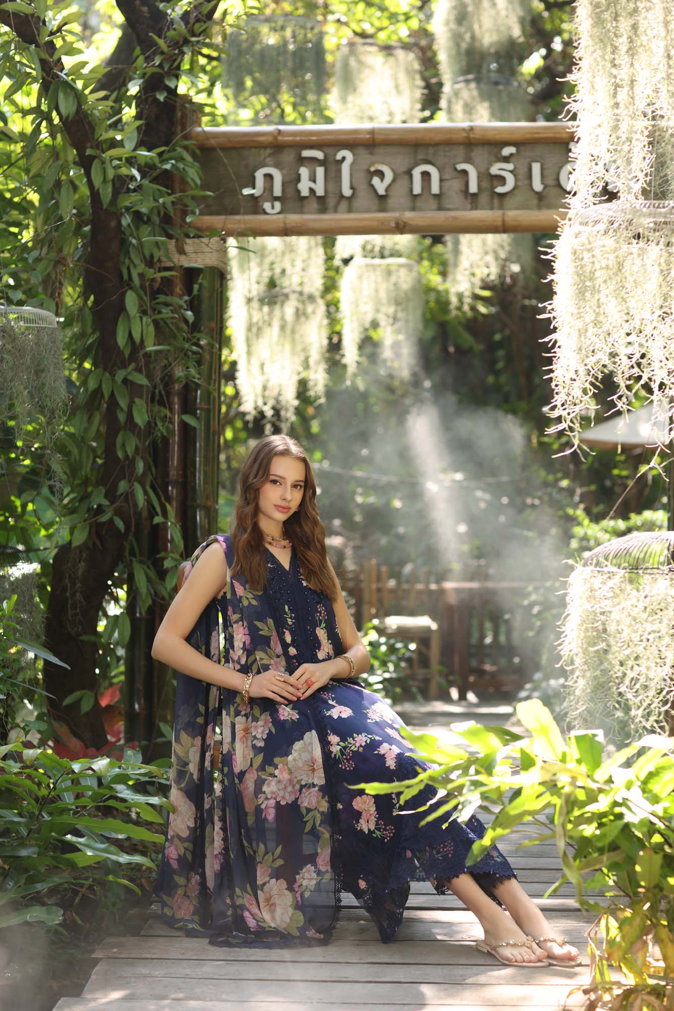 Noor by Saadia Asad | Eid Luxe Printedkari | D8-B M Navy Blue Lawn