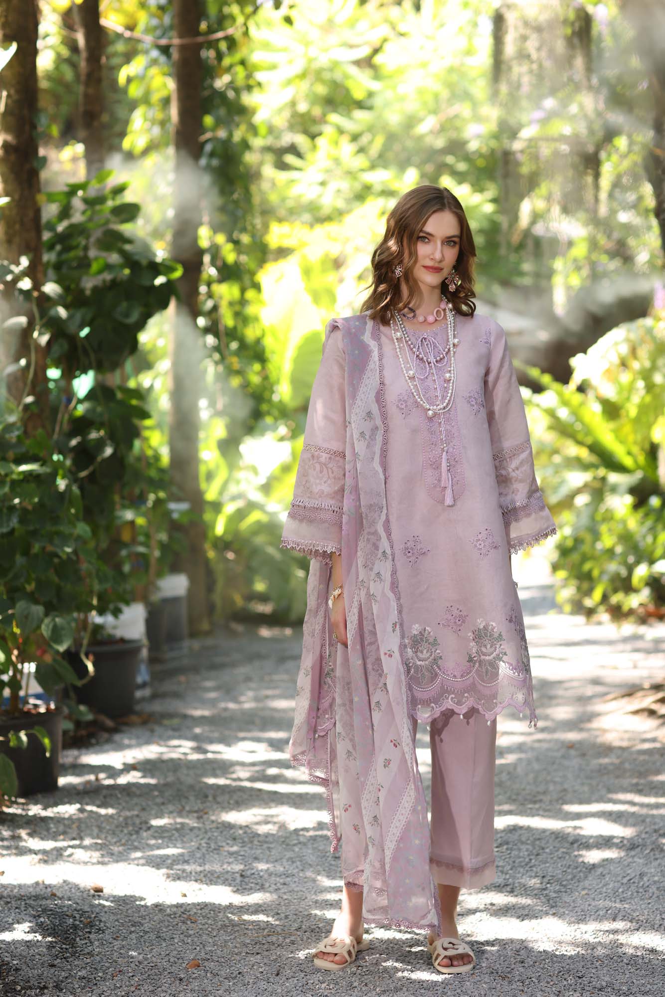 Noor by Saadia Asad | Eid Luxe Printedkari | D6-B Lilac S Lawn